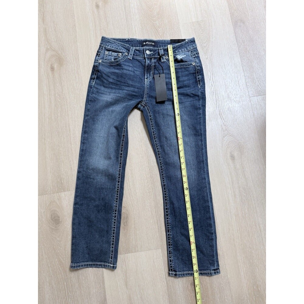 NWT Fleur by Miss Me Angel Wing Jeans Sz 12 31x28 Bling Rhinestone Western Y2K - Picture 9 of 16
